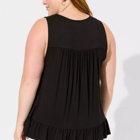 TORRID Super Soft Crew Neck Lace Yoke Tank NWT - Picture 4 of 9